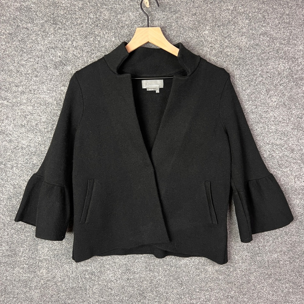 Anthropologie Black Bell Sleeve Jacket Open Front Cropped‎ XS
